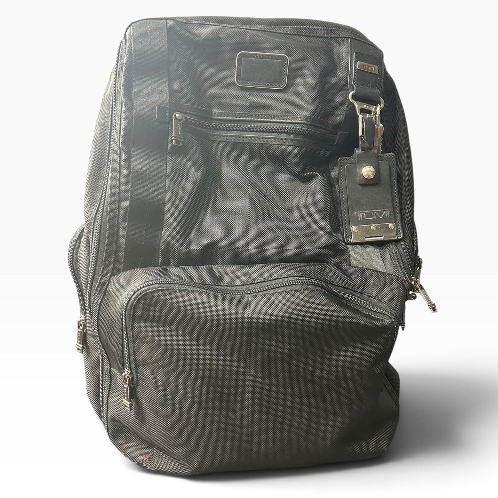 Tumi Alpha Black Ballistic Nylon Wheeled Backpack Laptop Travel Bag 26103D4